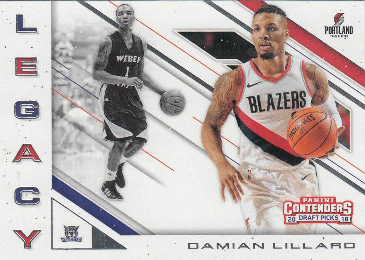 里拉德大學唸的韋伯州大並非籃球名校，但他後能來成為NBA球星，與教練貝克能的協助有很大的關係。 2018-19 Panini 球員卡